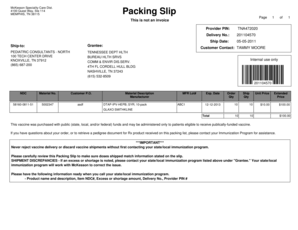 Sample McKesson Specialty Distribution Master Packing List Doh Wa  Form