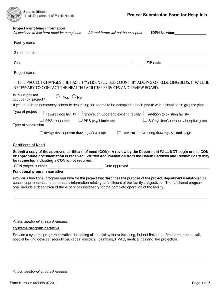 Get and Sign Idph Project Submission Form Hospitals 2011