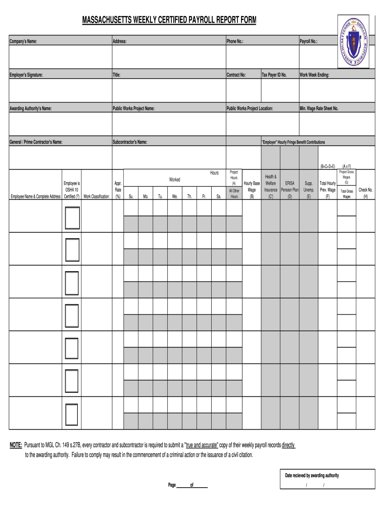 Weekly Payroll Form