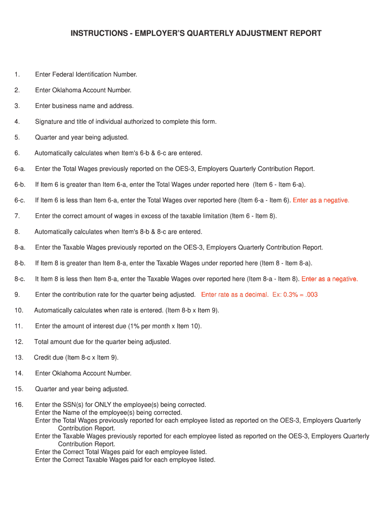  Oes 3b Adjustment Form 2010-2024