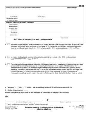 Ca Declaration Possession Template  Form