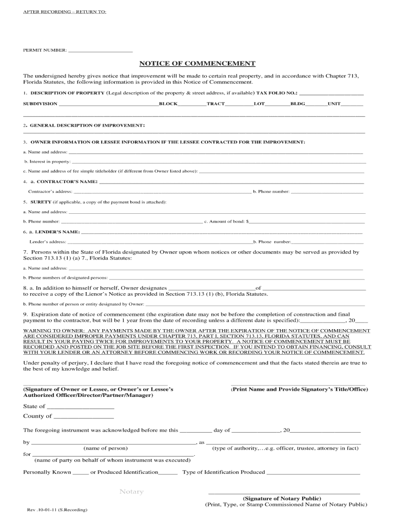  Ohio Notice of Commencement Form 2012