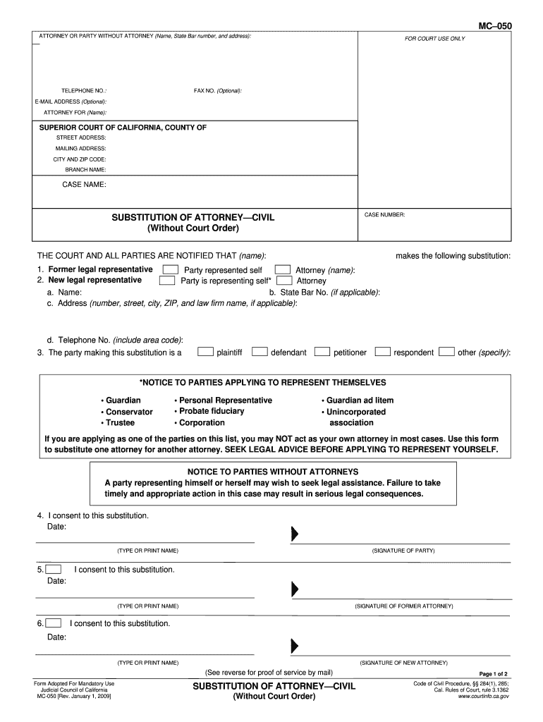 Substitution of Attorney Letter Sample  Form