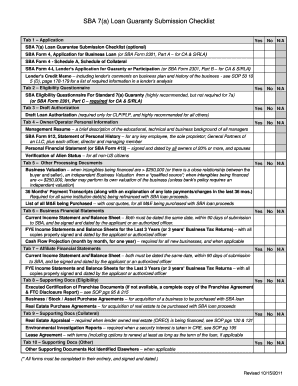 Sba 10 Tab Checklist  Form