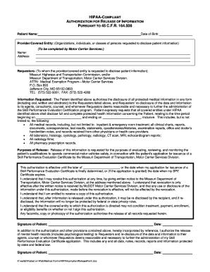 HIPAA Release Form Missouri