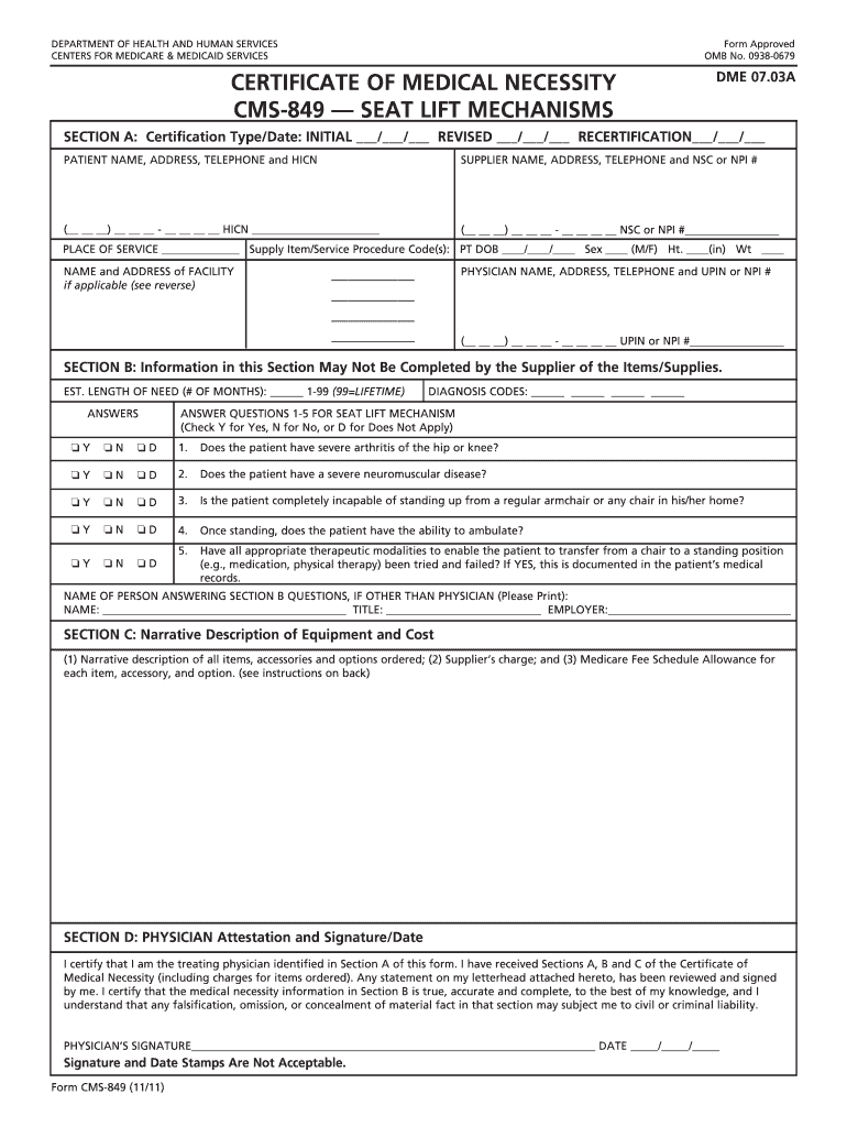 Certificate of Medical Necessity Form