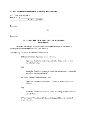 4A 306 Final Decree of Dissolution of Marriage with Children Nmsupremecourt Nmcourts  Form