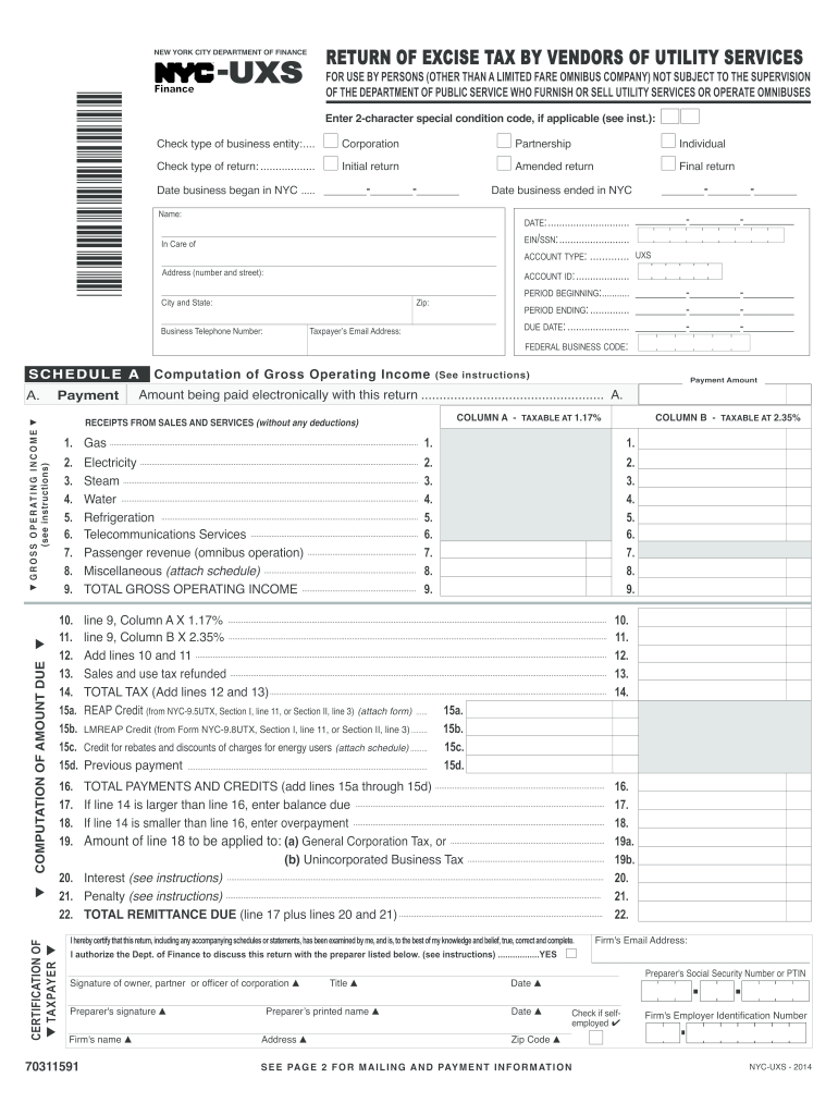 Get and Sign Nyc Uxs  Form 2014