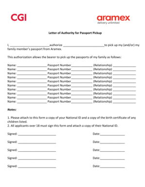 Aramex Authorization Letter  Form