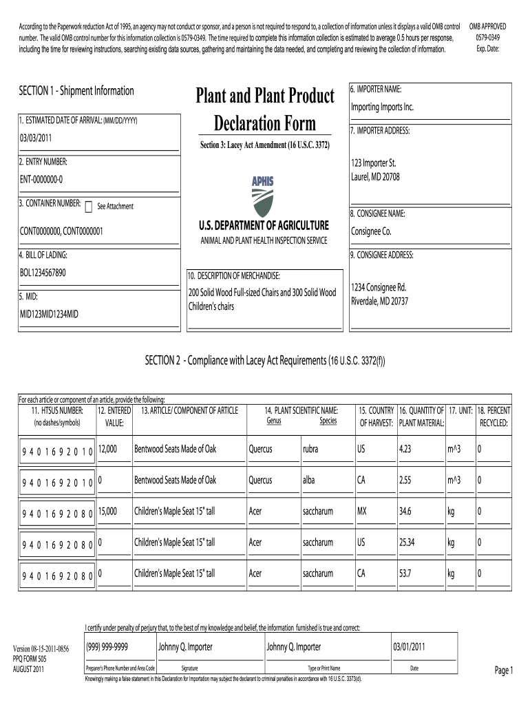  Usda Form 505 2011