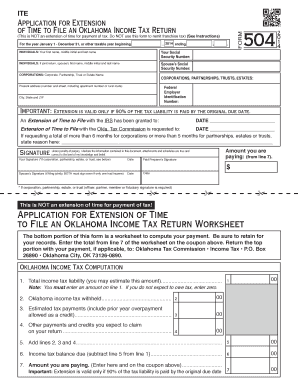Get and Sign ITE This is NOT an Extension of Time for Payment of Tax  Form