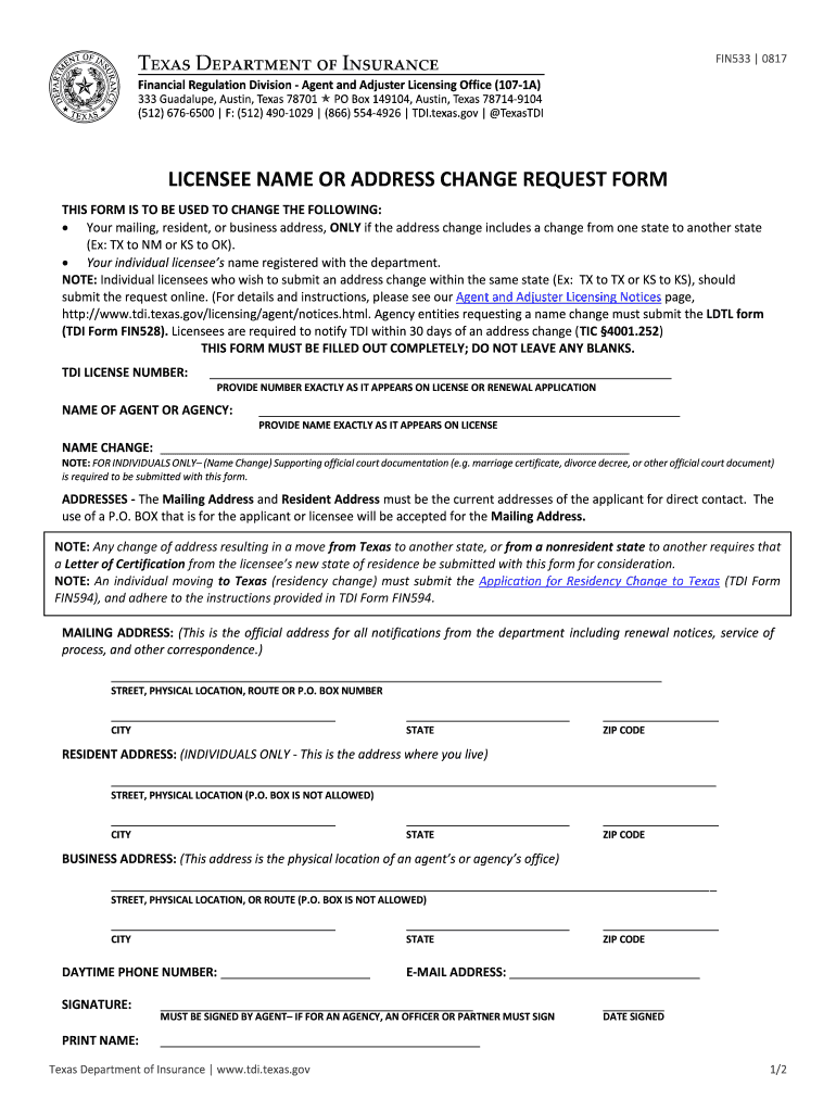 Get and Sign THIS FORM is to BE USED to CHANGE the FOLLOWING  Tdi Texas 2015-2022