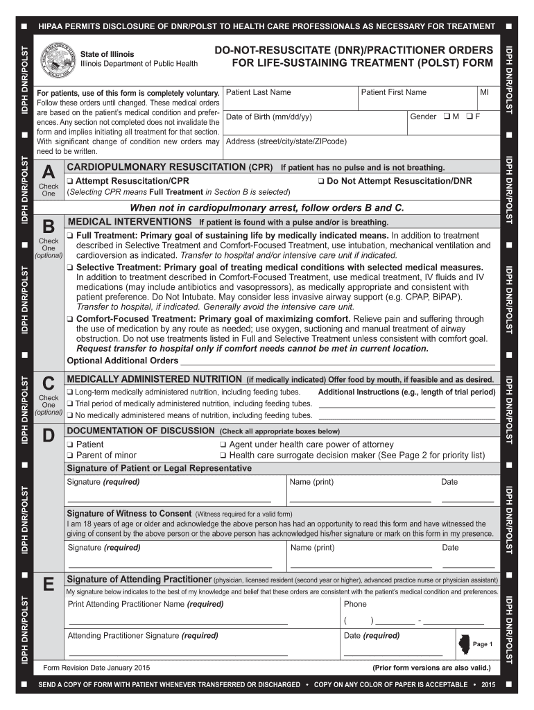  Do Not Resuscitate Form Illinois 2015-2024