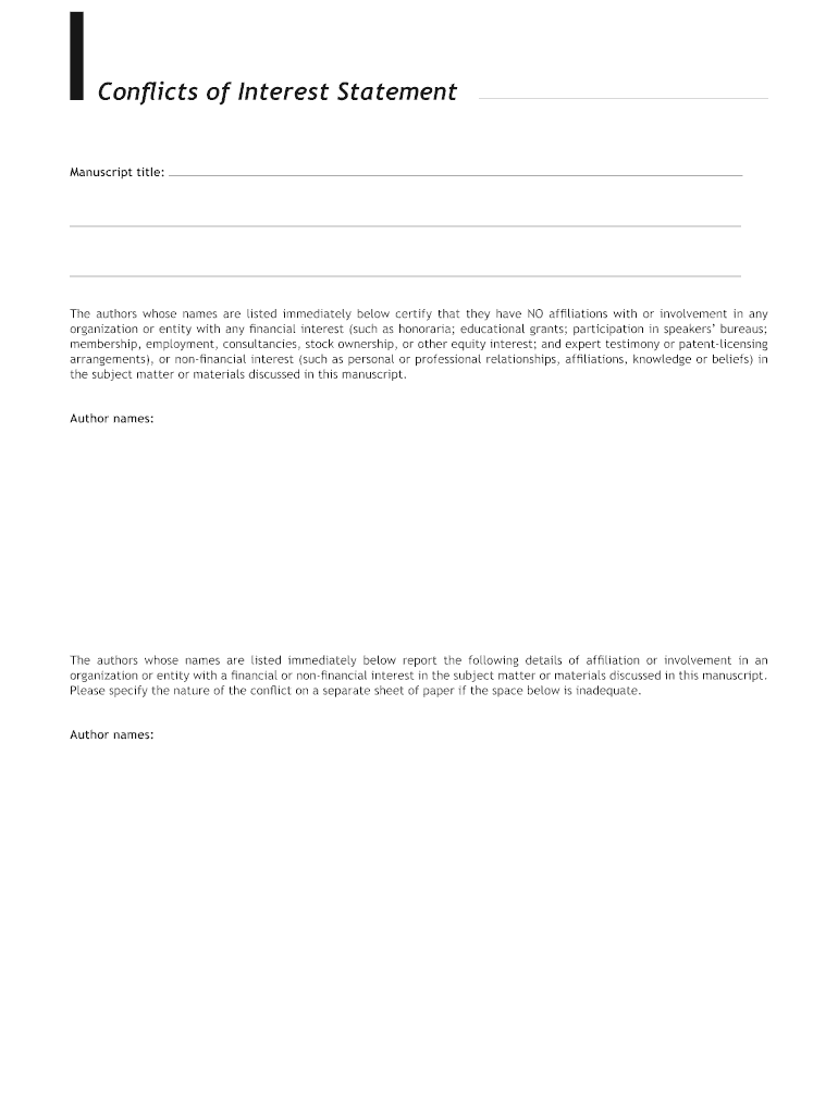 Get and Sign Conflict of Interest Form Template