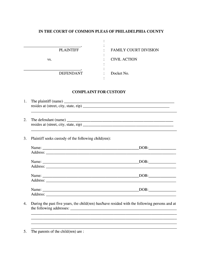  Complaint Custody 2015