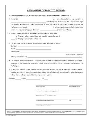 Assignment of Right to Refund  Form