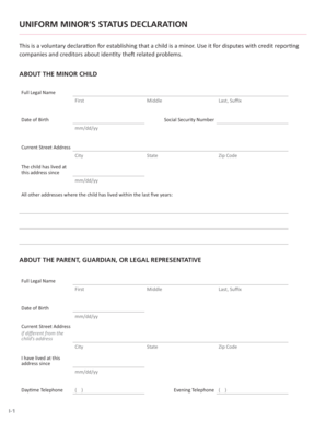 Uniform Minor&amp;#39;s Status Declaration PDF