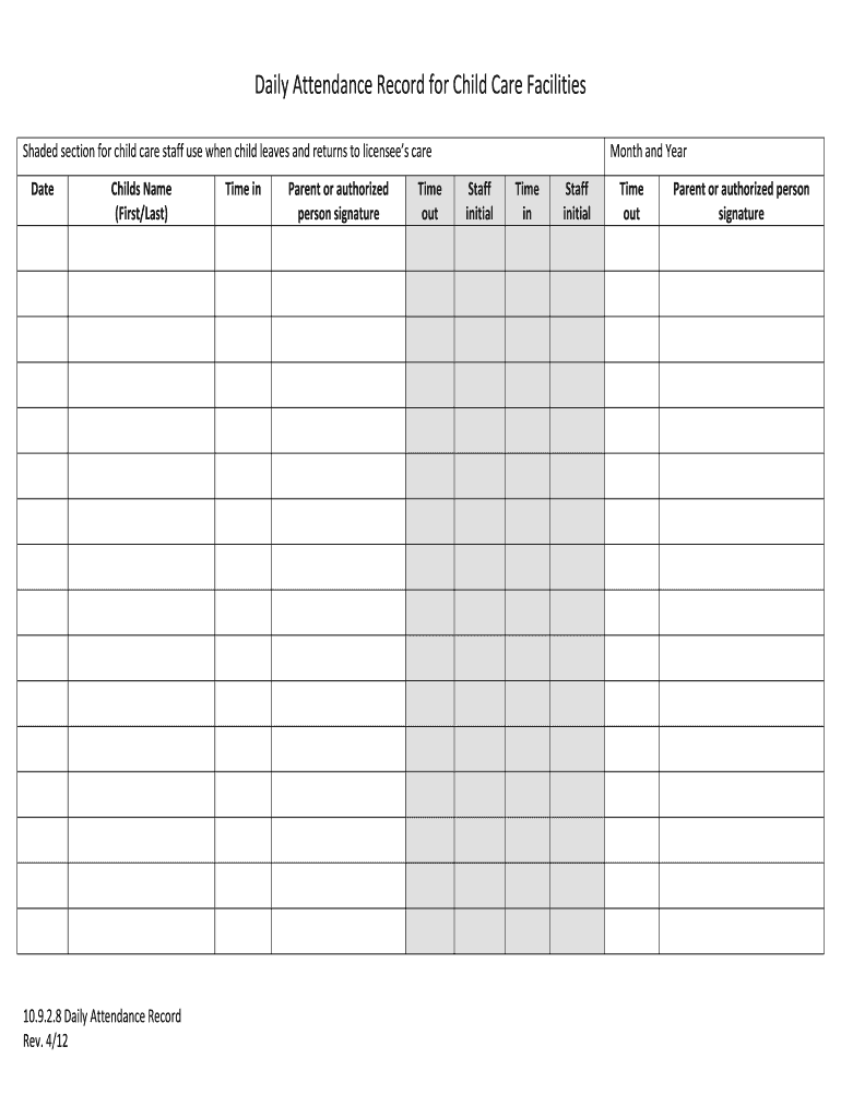 Attendance Form Fill Out And Sign Printable Pdf Template Signnow