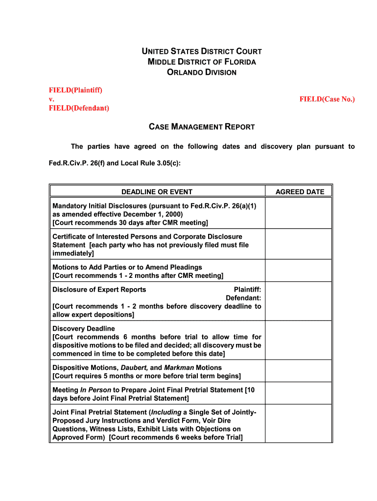 Case Management Report  Form