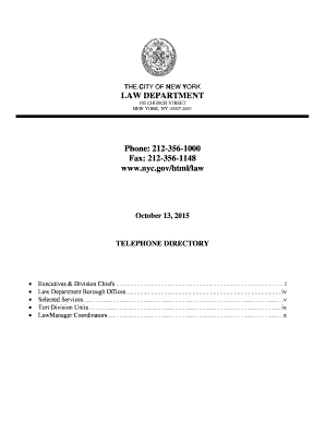 Nyc Law Department Directory  Form