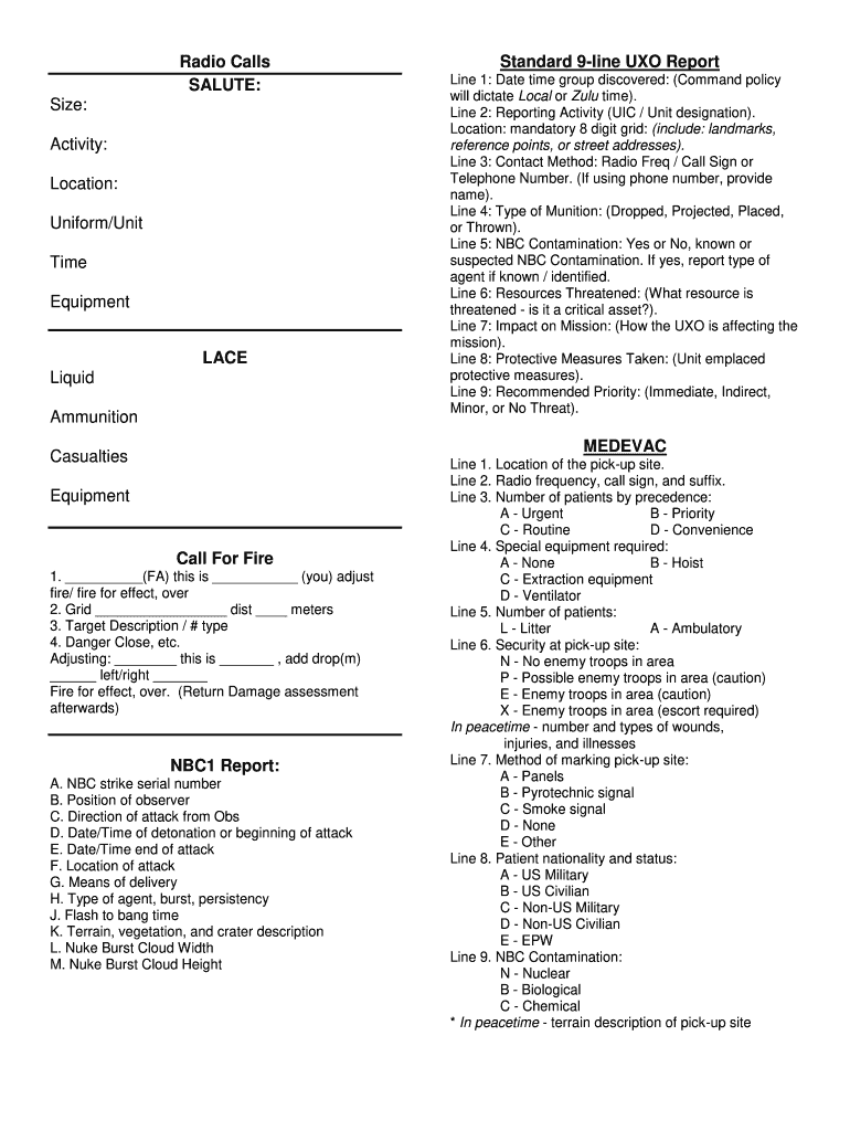 Uxo Report Printable  Form