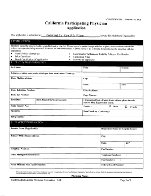 California Participating Physician Communityhealthplan  Form