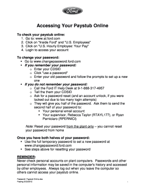 Ford Paystub  Form