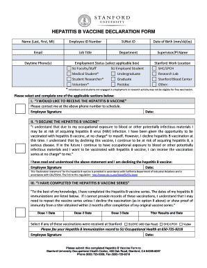 Hepatitis Declaration Form State of California