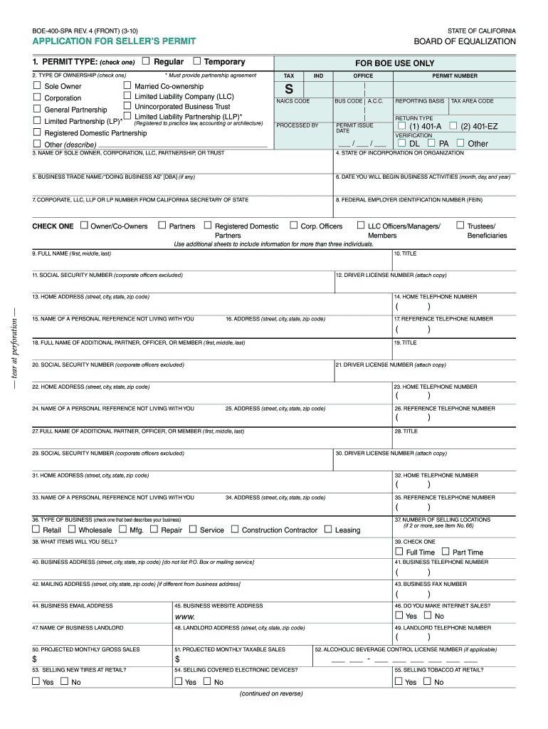Application Form for Sellers