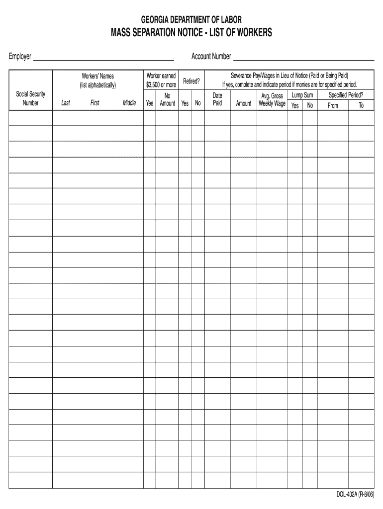  Georgia Dol Form 402a 2006-2024