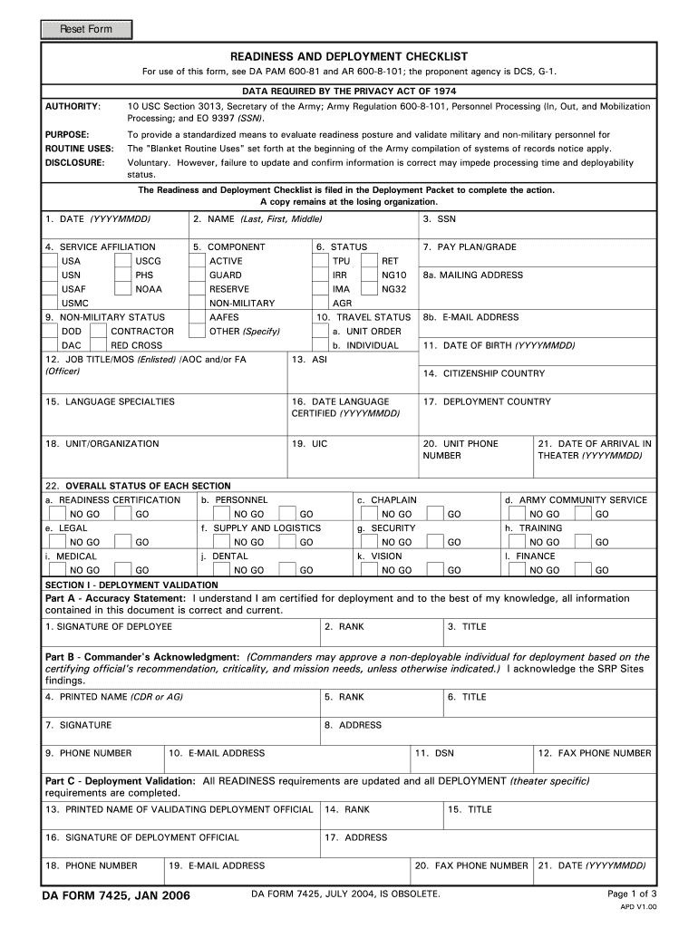 Da 7425  Form