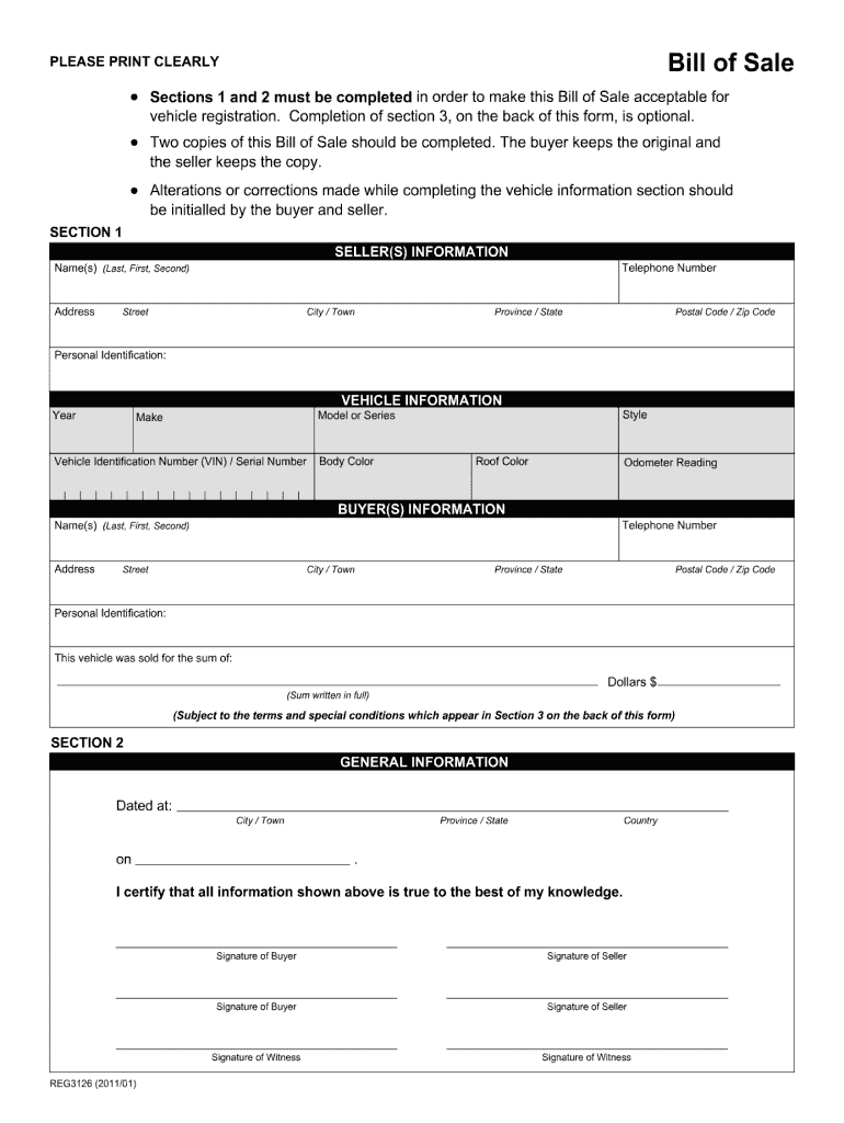  Bill of Sale Alberta 2011-2024