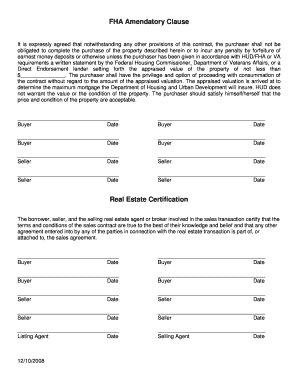 Fha Amendatory Clause  Form