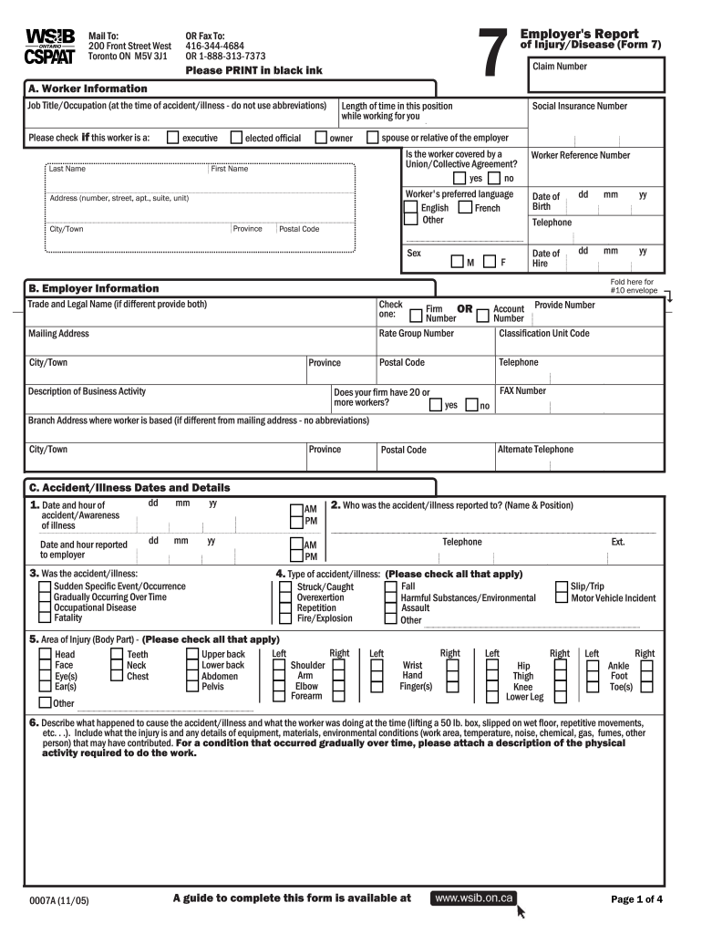 Get and Sign Wsib Form 7 2005