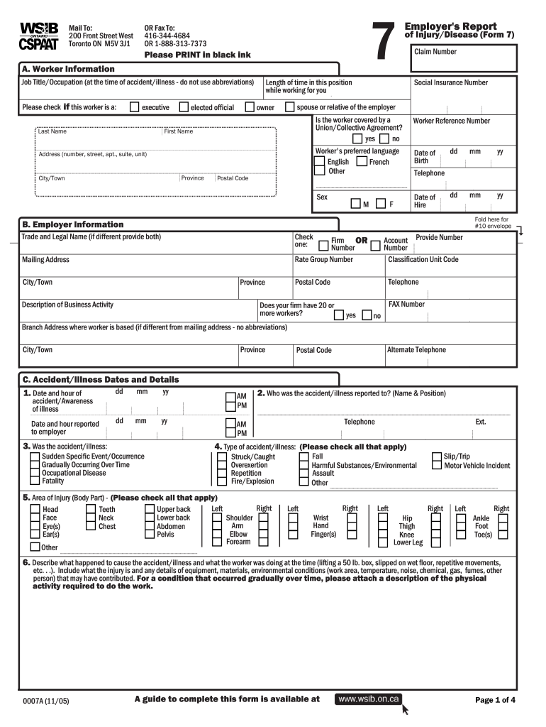  Wsib Form 7 2005