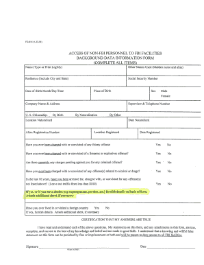 Fd 816 Access of Non Fbi Personnel  Form