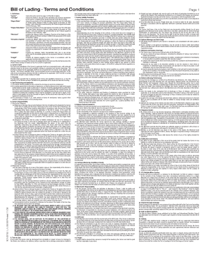 Bill of Lading Backside PDF  Form