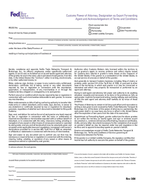 Fedex Power of Attorney  Form