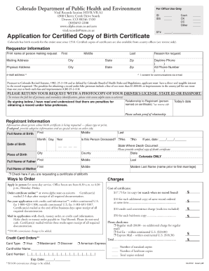 Colorado Department of Vital Records  Form