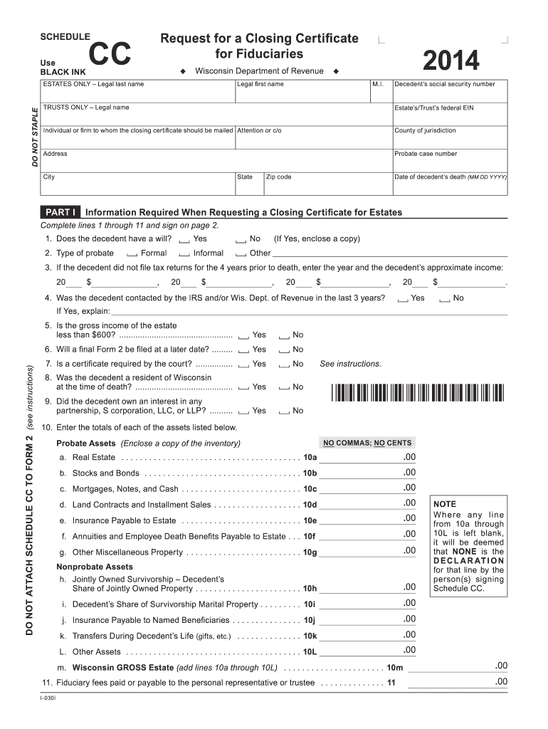  Wisconsin Certificate Form 2020