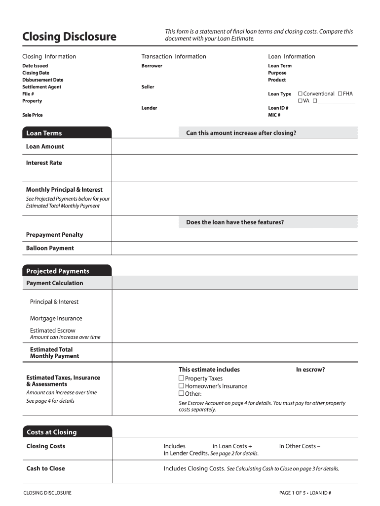 Closing Disclosure Form