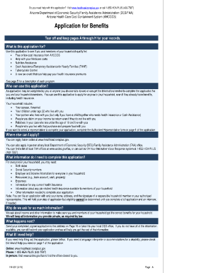 Application for Benefits Arizona Department of Economic Security Azdes  Form