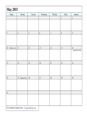 Printable May Calendar Printable May Calendar  Form