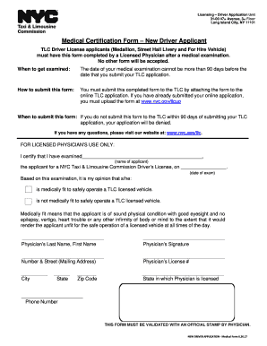 Medical Certification Form New Driver Applicant