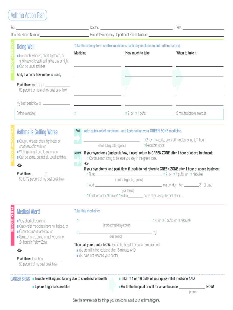 Asthma Action Plan Form