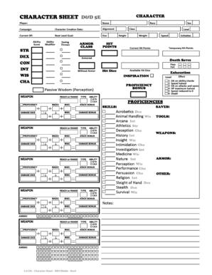 Dnd 5e Character Sheet PDF  Form