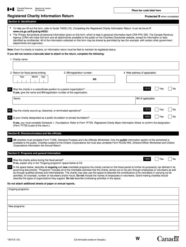  T3010  Form 2015