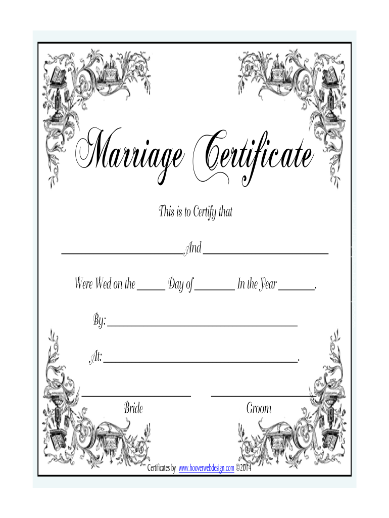 Get and Sign Marriage Certificate  Form