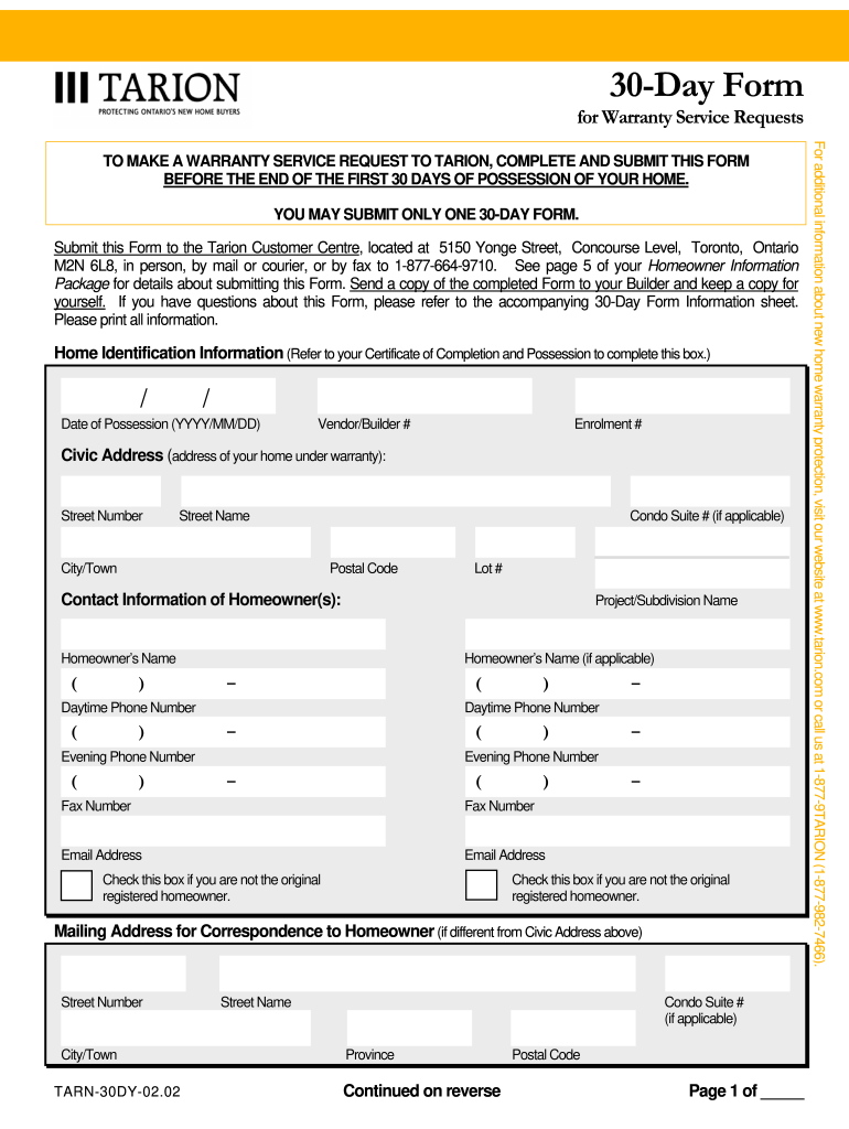  30 Day Form 2002