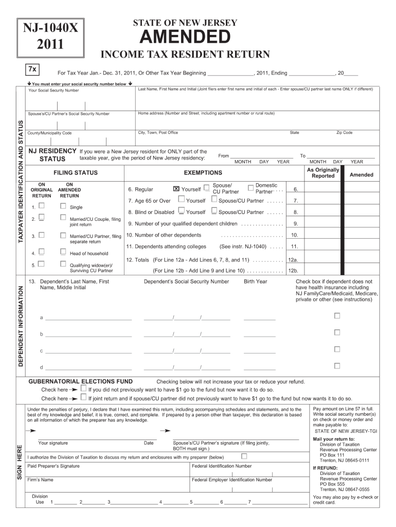  Nj 1040x Form 2020